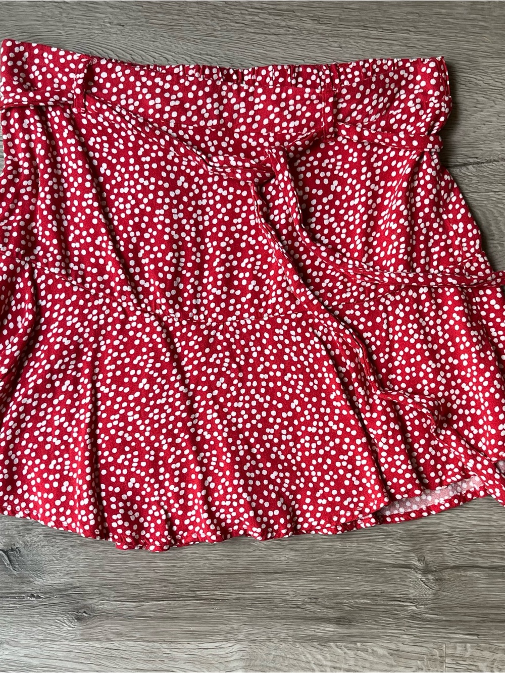 Red White Polka Dot Tiered Mini Skirt